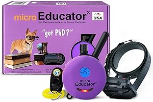 Educator ME-300 Micro E Collar for Dog Training with Remote - 1/3 Mile Range, Waterproof, 100 Blunt Stimulation Levels, Tone or Vibration Mode, Night Tracking Light for Small, Medium & Large Dogs