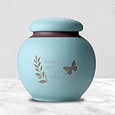 JEVACO Medium Cremation Urn for Women - 4.1 Inch Ceramic Urn with Butterfly Design, Memorial Keepsake for Ashes Adult Female, Mom, or Wife