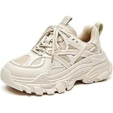 BEAU TODAY Chunky Sneakers for Women, Fashion Platform Sneakers Dad Shoes for Women, Casual Lace-up Walking Shoes