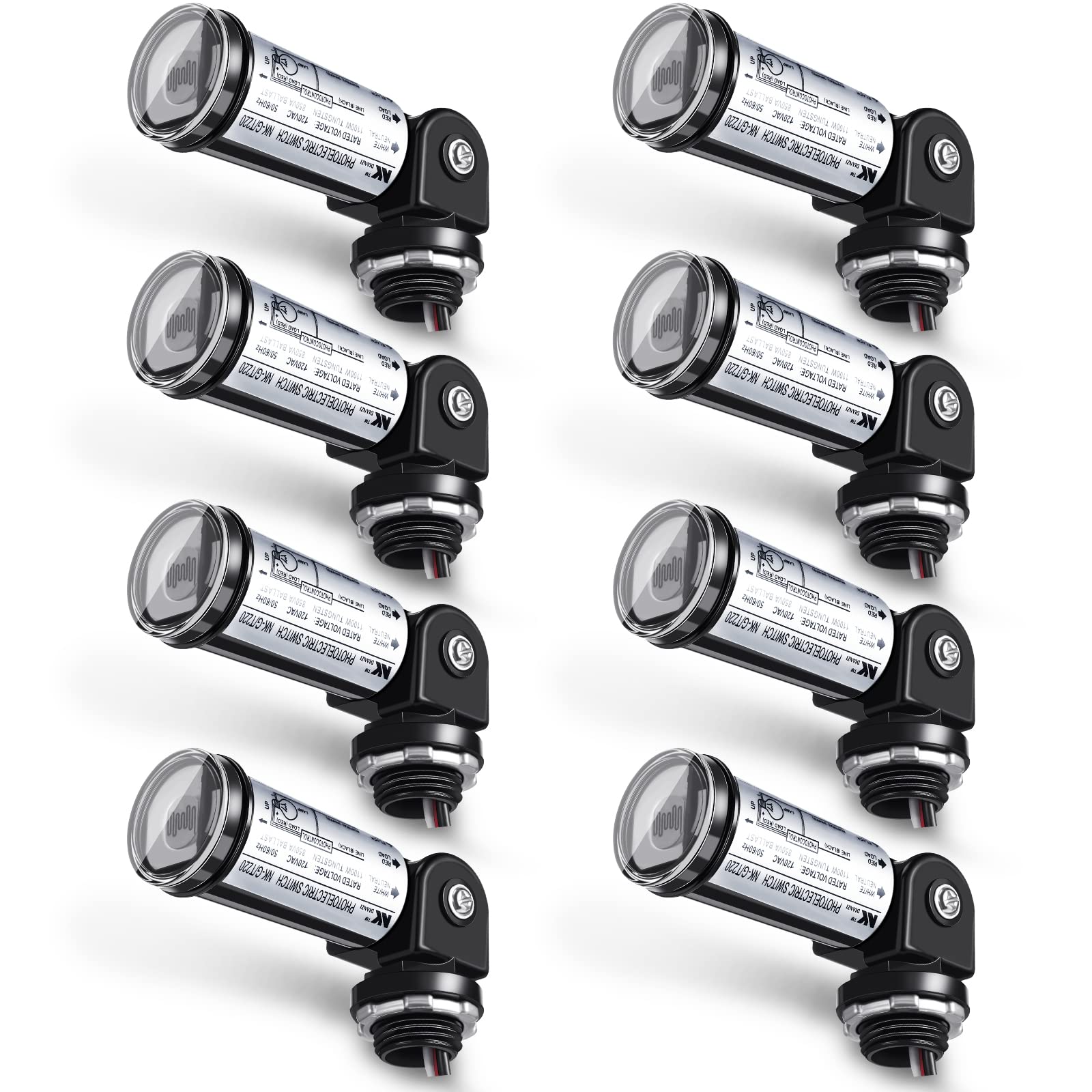 Photo 1 of 8 Pcs Dusk to Dawn Sensor Photoelectric Switch Photocell Light Sensor for Outdoor Lighting 120V Water Resistant for Wall Porch Yard Outdoor Light, Black