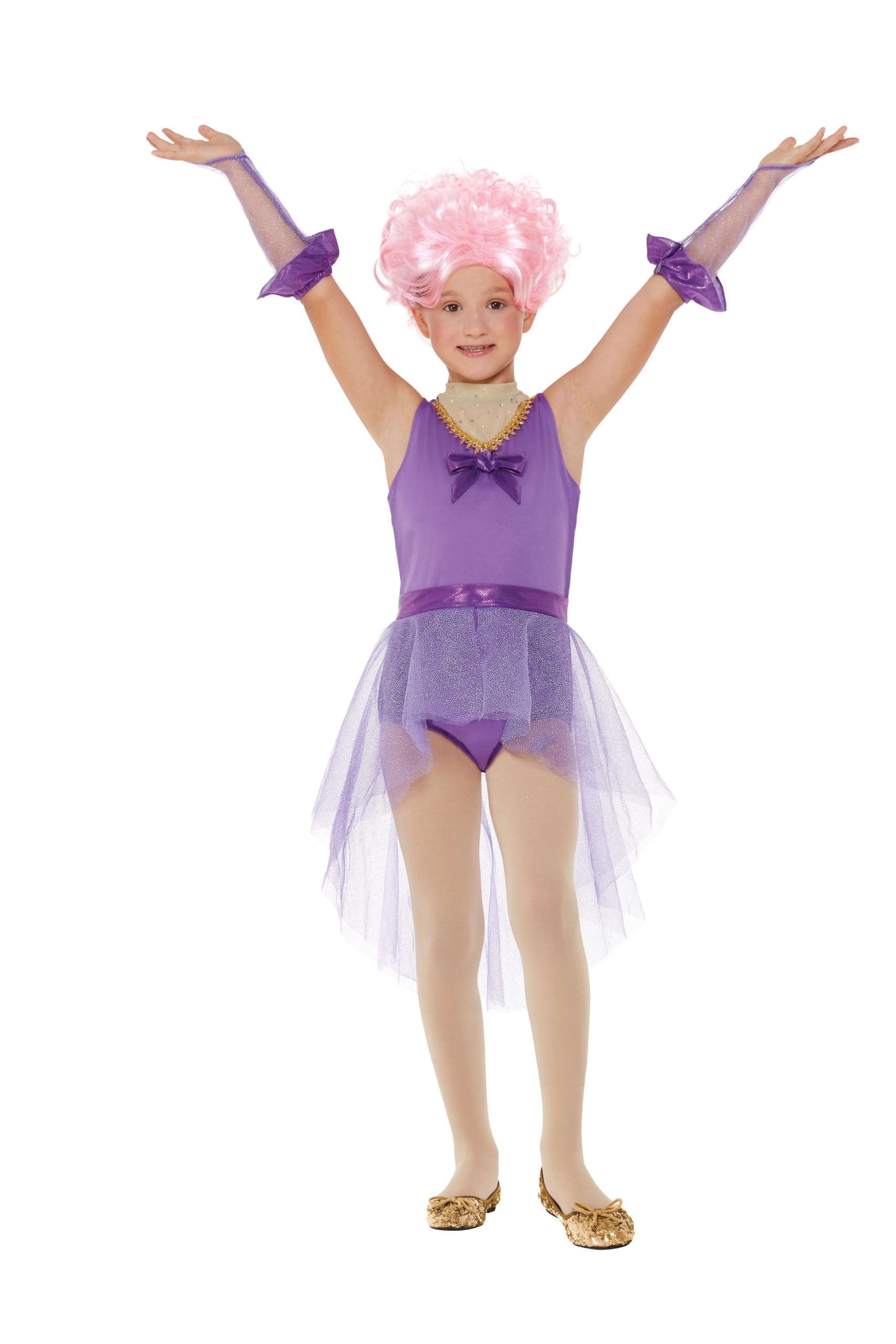 Smiffys Girls Ringmaster Costume – Purple Trapeze Artist Circus Fancy Dress – Kids Showman Leotard & Tutu Outfit, Childs Ringmaster Costume for World Book Day & Parties – Toddler (Age 3-4)