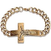 Viskyna Men's Cross Bracelet 316L Stainless Steel Crucifix Religious Chain Bracelet Jewelry Gifts for Men