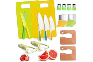Liberal Brightdeer 17 Pcs Montessori Kitchen Tools for Toddlers-Kids Cooking Sets Real-Toddler Safe Knives Set for Real Cooking with Toddler Safe Knives Crinkle Cutter Kids Cutting Board.