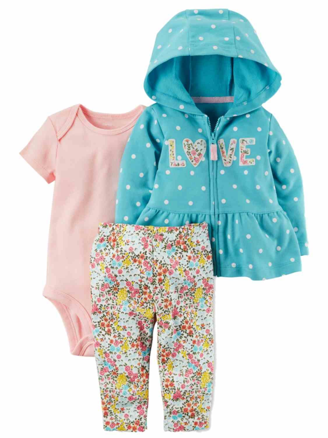 CartersBabyGirls3PieceLovePrintLittleJacketSet