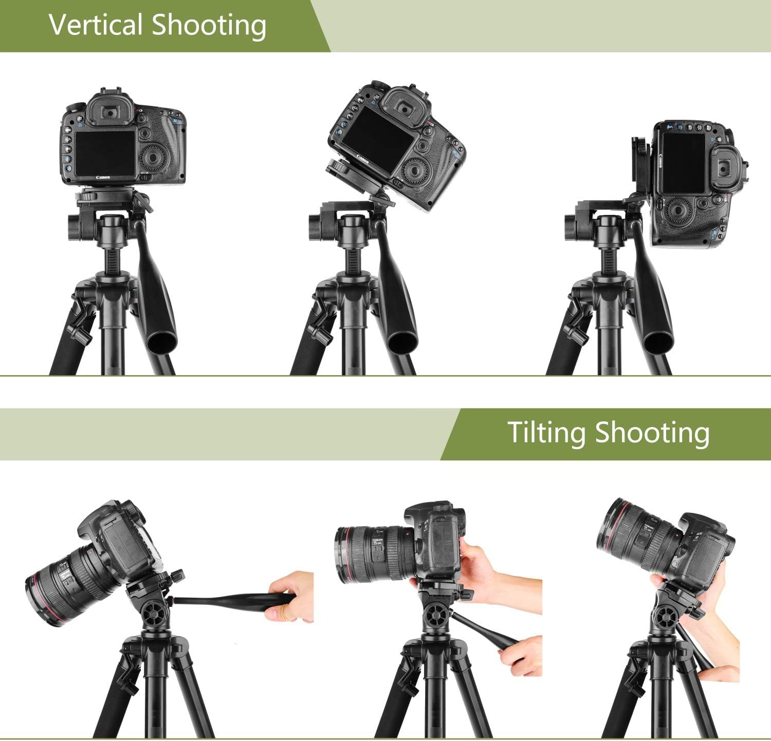 57 inch Camera Tripod for Canon Nikon Lightweight Aluminum Travel DSLR Phone Camera Tripod with 2 in 1 Phone Tablet Holder/Remote Shutter/Carry Bag : Camera & Photo