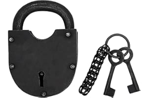 Lord of Battles Iron Padlock Vintage Padlock with Keys and Chainmail Keychain – Medieval Dungeon Lock Heavy Duty Locks for Ga