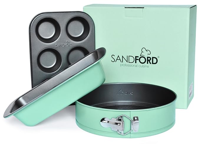 Sandford Perfect Cake | Backformen Set 3-teilig | mit Springform, Muffinform & Kastenform | Perfektes Backform Starter-Set | 