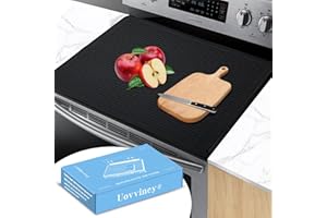 Uovviney Silicone Stove Top Cover for Electric Stove - 27.75X20 inch Electric Stove Cover, Glass Top Stove Cover, Extra Large Silicone Dish Drying Mat, Ceramic Glass Cooktop Protector(Black)