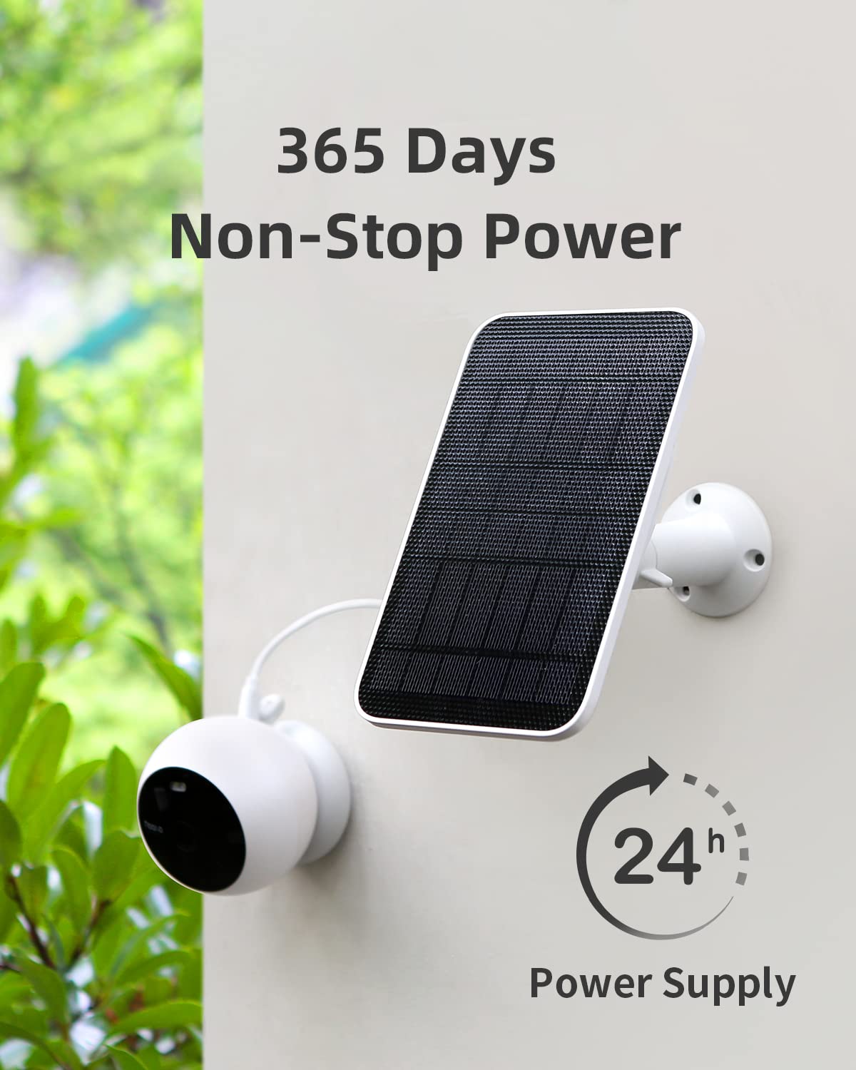 Noorio Home Security System with B200 1080p Wireless Security Camera x1, Solar Panel x1, AI Motion Detection WiFi Indoor Camera, Color Night Vision, 2-Way Talk, Compatible with Alexa