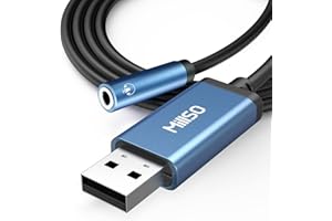 MillSO USB to 3.5mm Audio Jack Adapter, Sapphire Blue TRRS USB to AUX Audio Jack External Stereo Sound Card for Headphone, Sp