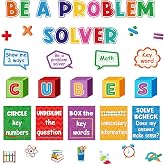 Pasimy 41 Pcs Math Bulletin Board Set, Problem Solver Cubes Elementary | Math Symbols Keywords Cutouts, CUBES Strategy Posters, Middle High School Classroom Display, Problem Solving Teaching