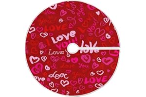 Qilmy Valentine's Day Love Heart Christmas Tree Skirt Double Layers Fine Tree Skirt for Christmas Handicraft for Holiday Party, New Year Festive Decoration 48 Inches