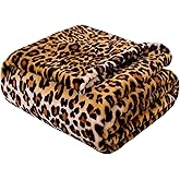Vessia Leopard Printed Throw Blanket for Couch,Bed,Sofa, Soft Cozy 290GSM Classic Leopard Pattern Blanket for All Season, Lightweight Comfy Yellow Cheetah Animal Print Flannel Fleece Decor