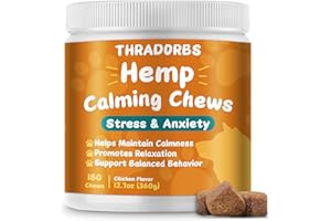 THRADORBS Hemp Calming Chews for Dogs - 180 Counts Dog Calming Chews - Anxiety Relief Treats for Dogs - Dog Supplements for Separation, Thunderstorms, Stress, Barking, Promote Relaxation (Chicken Flavor)