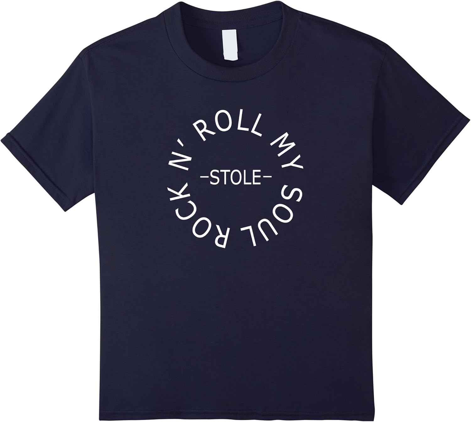 Kids Rock N' Roll Stole My Soul Shirt Cute Vintage Tees 8 Navy