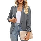 POGT Women's Formal Jacket 3/4 Sleeve Blazer Work