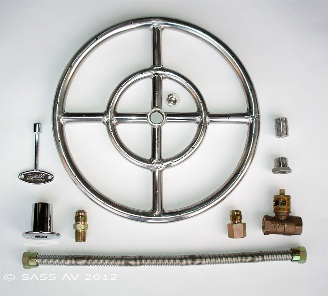 Amazon Com Fire Pit Ring 12 Diameter Stainless Steel Burner Ring Kit With Connectors Garden Outdoor