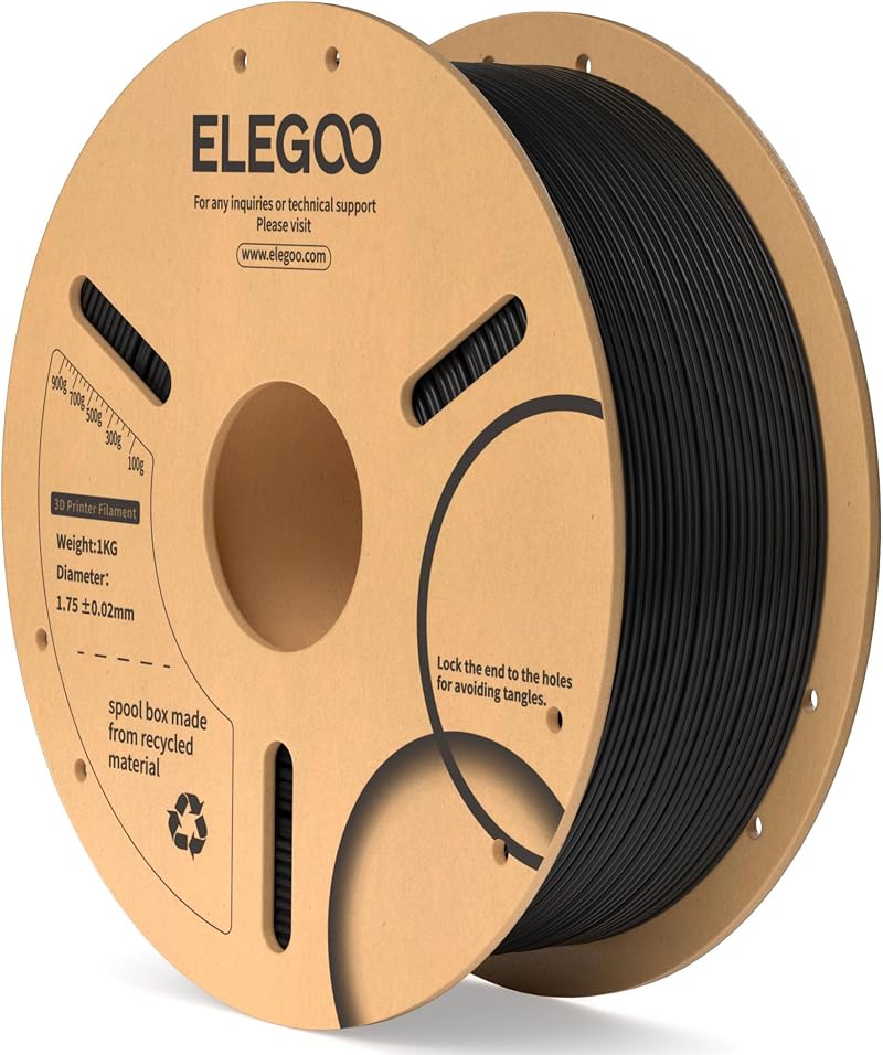 ELEGOO PLA Filament 1.75mm Black 1KG 3D Printing Filament | 0.02mm Accuracy