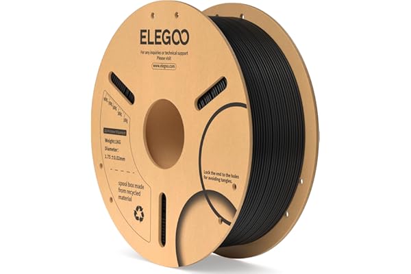 ELEGOO PLA Filament 1.75mm Black 1KG,3D Printer Filament Dimensional Accuracy +/- 0.02mm,1kg Cardboard Spool(2.2lbs) 3D Print