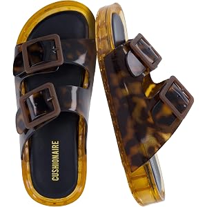 CUSHIONAIRE Pool-K Jelly Sandals for Girls, Water Friendly Slip-On Slides with Double Adjustable Buckles, Comfortable Everyda