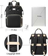 VSNOON Women's Laptop Backpack 15.6 Inch USB Port Water Resistant Black view 6