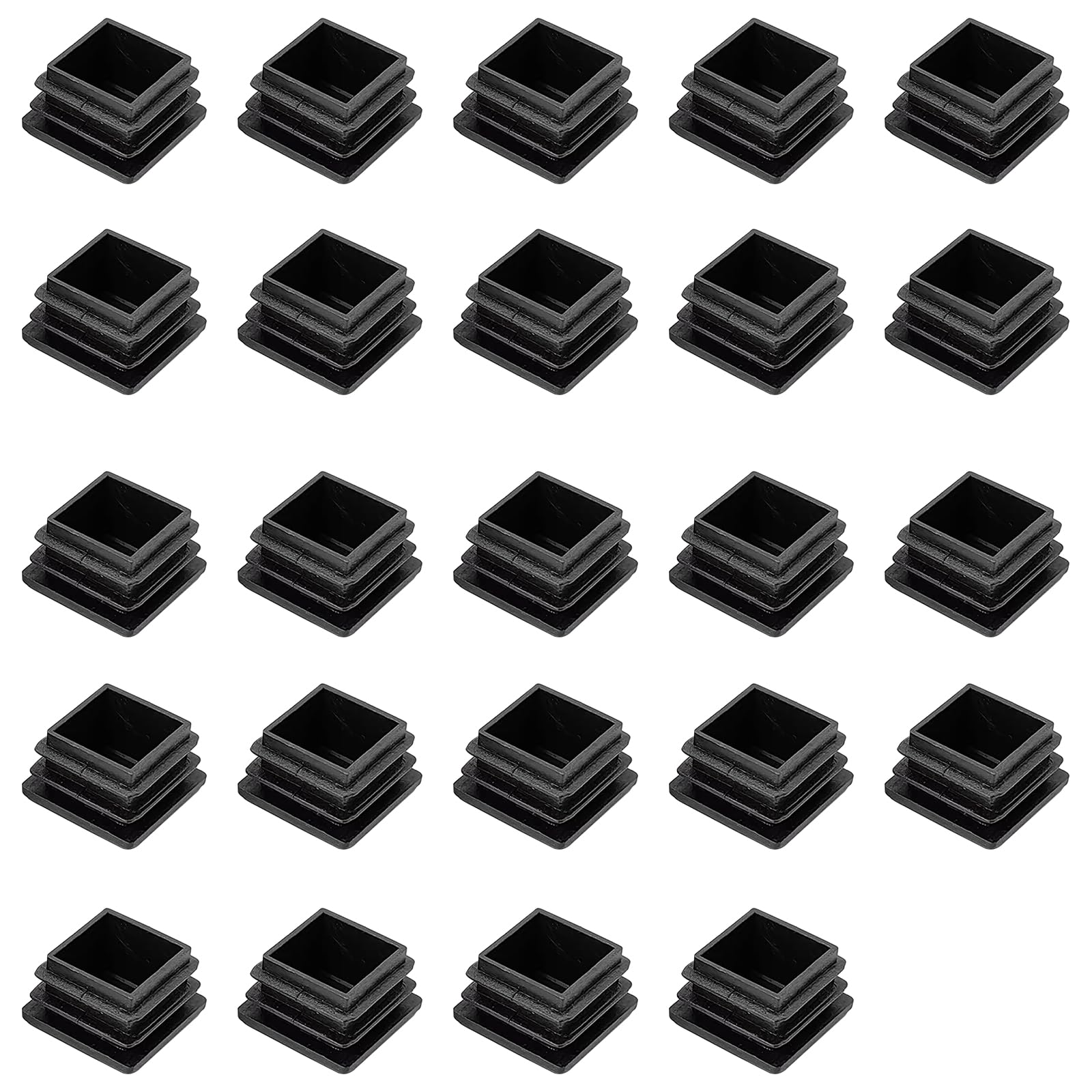 25 * 25mm Square Plastic Plugs,Square Plastic End Caps in 24pcs,Chair Leg Pipe Tube Insert Blanking Cover,End Cover Caps for Furniture,Tables,Chairs