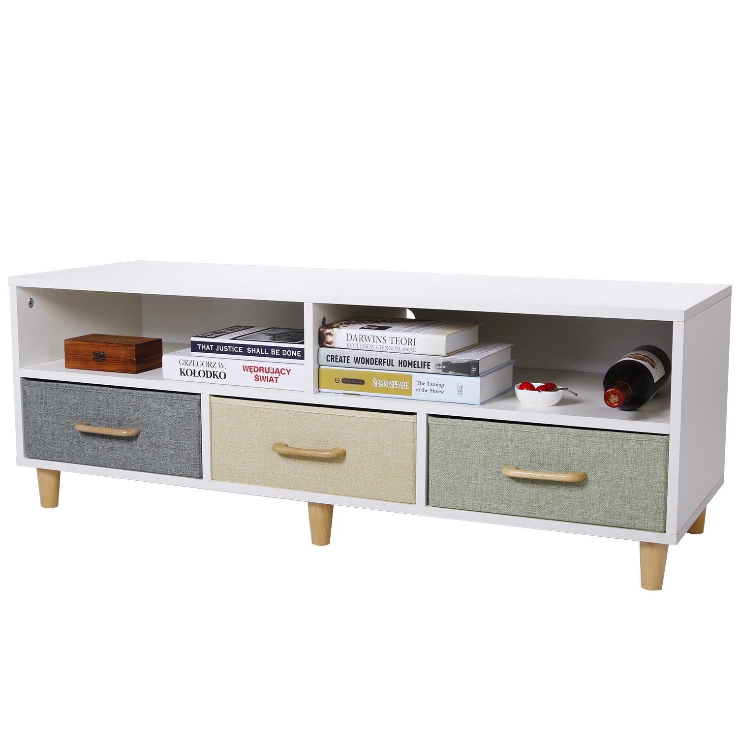 Lifewit Wood TV Stand TV Storage Console Contemporary Entertainment