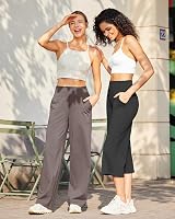 G4Free Yoga Dress Pants with Pockets Wide Leg Trousers High Waist view 2