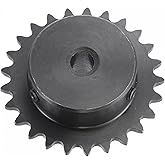 uxcell 25 Tooth Roller Sprocket B Type, #25 Chain, Single Strand 1/4" Pitch, 8mm Bore Black Oxide C45 Carbon Steel with Set Screws for ISO 04C