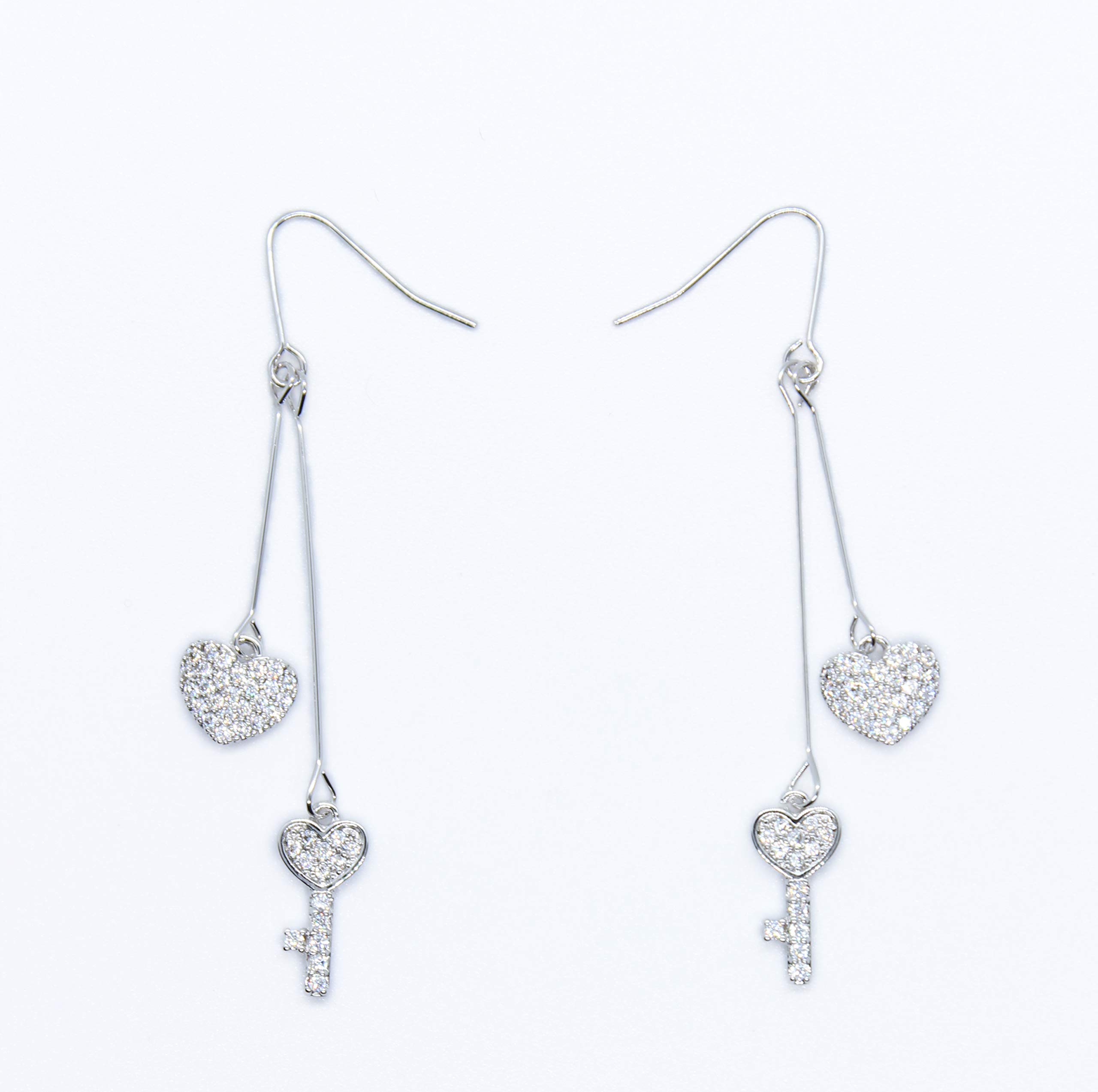 Goddess Area 925 Sterling Silver Hoop Earrings,Round Hoop Earrings for Women,Girls\' Gifts (Heart Key)