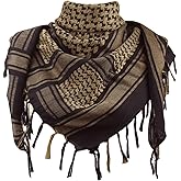 Explore Land Cotton Shemagh Keffiyeh Tactical Desert Scarf Neck Head Wrap with Tassel for Men Women