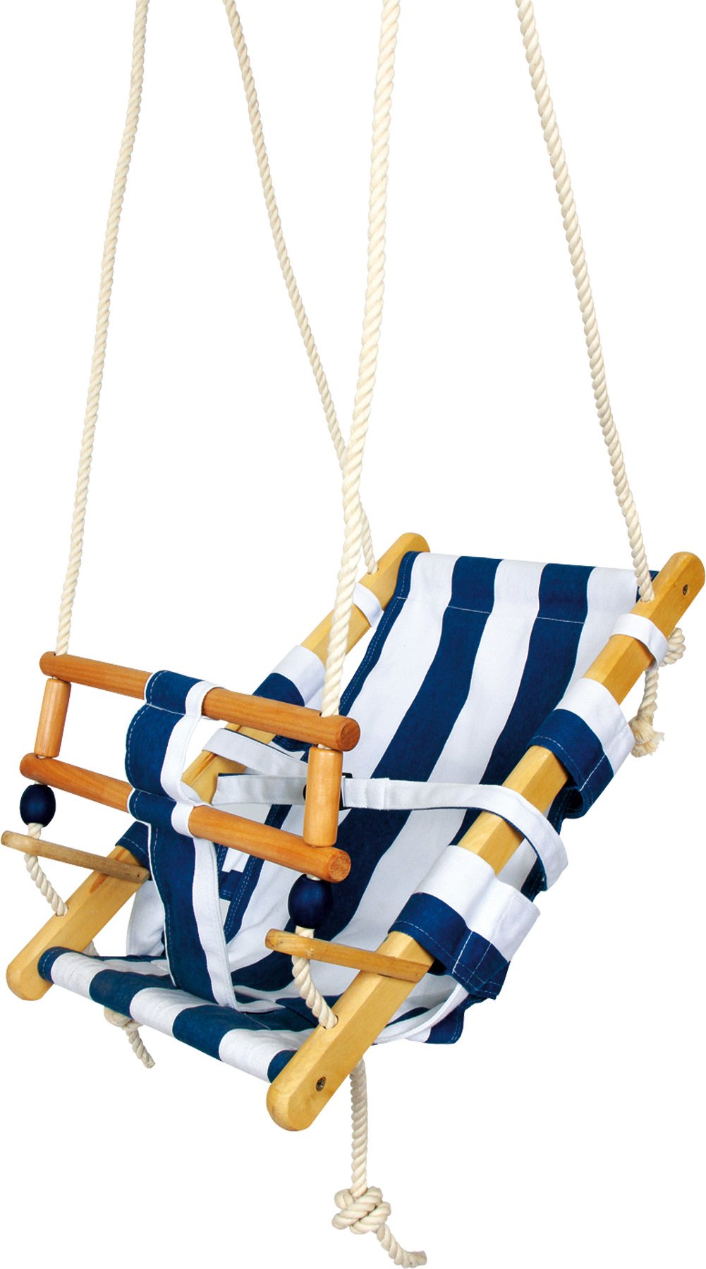small foot 6996 Children's swing made of wood, maritime style, safe due to belt and fabric, from 1,5 years on