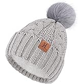 ZASFOU Women Winter Beanie Hats Knit Pompom Slouchy Beanies Fleece Lined Chenille Womens Hat Cold Weather Gifts for Women
