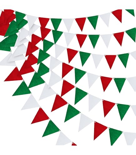 Beistle 3-Pack Pennant Banners - Red, White & Green, 11x12 Feet, All-Weather Party Decor