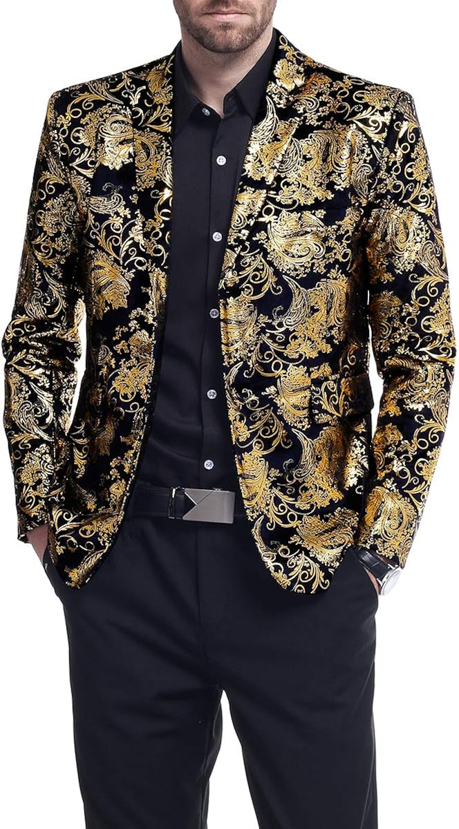 Men's Dress Floral Suit Notched Lapel Slim Fit Stylish Blazer Dress Suit at  Men’s Clothing store