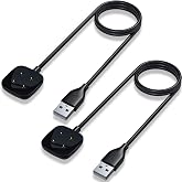 Maledan Compatible with Fitbit Sense &amp; Fitbit Versa 4 Charger Replacement USB Charging Cable Dock Stand for Sense 2/Sense/Versa 4/Versa 3 Smartwatch, 2 Pack 3.3Ft Durable Portable Charger Dock Cord