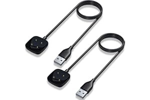 Maledan Compatible with Fitbit Sense & Fitbit Versa 4 Charger Replacement USB Charging Cable Dock Stand for Sense 2/Sense/Versa 4/Versa 3 Smartwatch, 2 Pack 3.3Ft Durable Portable Charger Dock Cord
