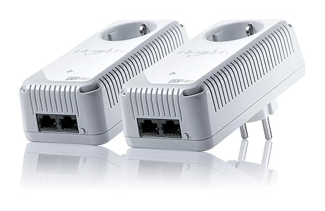 Devolo dLAN 500 duo+ Starter Kit (500 Mbit/s, 2 Adapter im Set, 2x LAN Port, Steckdose, Datenfilter, Netzwerk, Powerline) wei