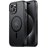 Tigowos Magnetic for iPhone 15 Case Drop Resistant Matte Skin Feeling Back Cover Shockproof Slim Fit for iPhone 15 Phone Case,Matte Black
