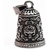MOYOZZ Old School Biker Skull Bell - Viking Warrior Skull Motorcycle Biker Bell Hanger or Key Chain for Good Luck on the Road