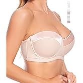 Women's Push up Strapless Bra Strapless Bra for Large Breasts with Clear Straps, Never Move On Party Cup B/C/D/DD/DDD/G