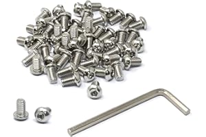 iexcell 50 Pcs M6 x 10mm Thread Pitch 1 mm Stainless Steel 304 Hex Socket Button Head Cap Screws Bolts Kit