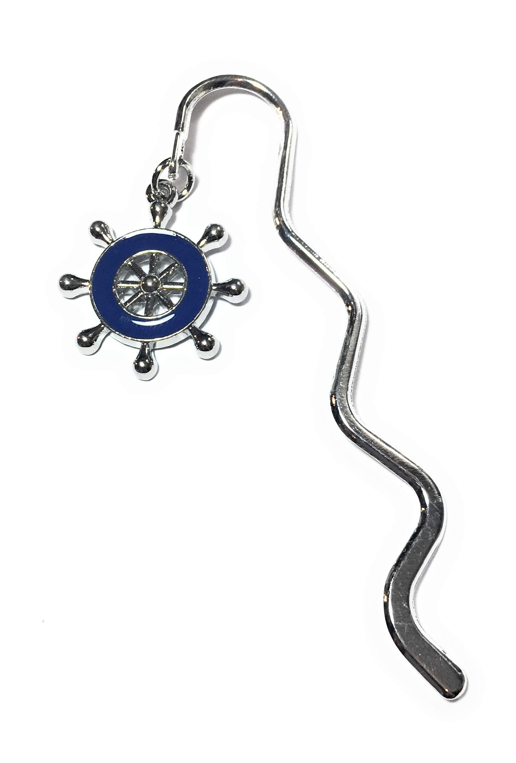 FizzyButton Gifts Enamel Ship's Wheel Charm mini Bookmark in Gift Bag