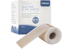 Pallesen Silicone Scar Sheets, Silicone Scar Tape, Brown 1.6”X 60” Scar Tape,Silicone Tape For Scars,Scar Sheets For Surgical Scars,For C-Section, Tummy Tuck, Acne Scar Treatment, Keloid Scar Remova