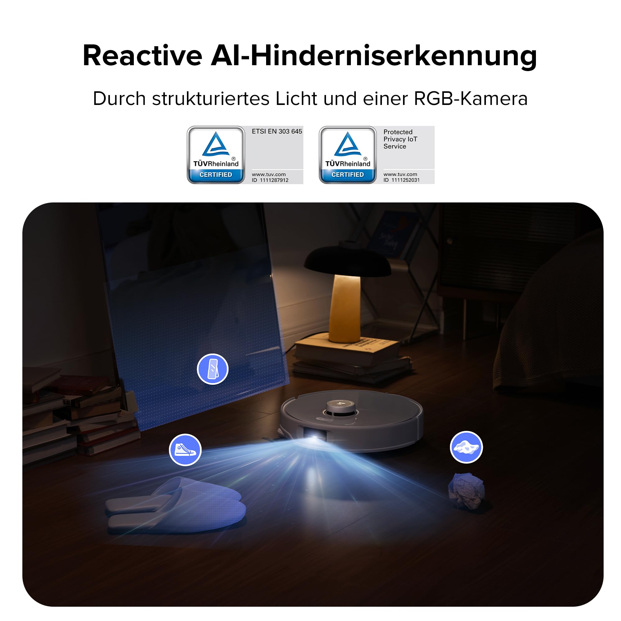 roborock Qrevo Curv Saugroboter mit Wischfunktion&Hebarem Wischmopp, Dual Anti-Tangle-System, AdaptiLift™ Chassis, 18.500Pa, 75℃ Heißwasser-Moppwäsche, Intelligente Schmutzerkennung&Sprachassistent