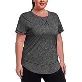 ForHailey Women's Plus Size Workout Tops Short Sleeve Loose fit Shirts Athletic Gym Yoga Clothing