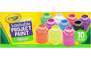 Crayola Washable Kids Project Paint - Neon (2oz), Arts & Crafts Supplies for Kids, Preschool & Kindergarten, Gifts, Ages 3+