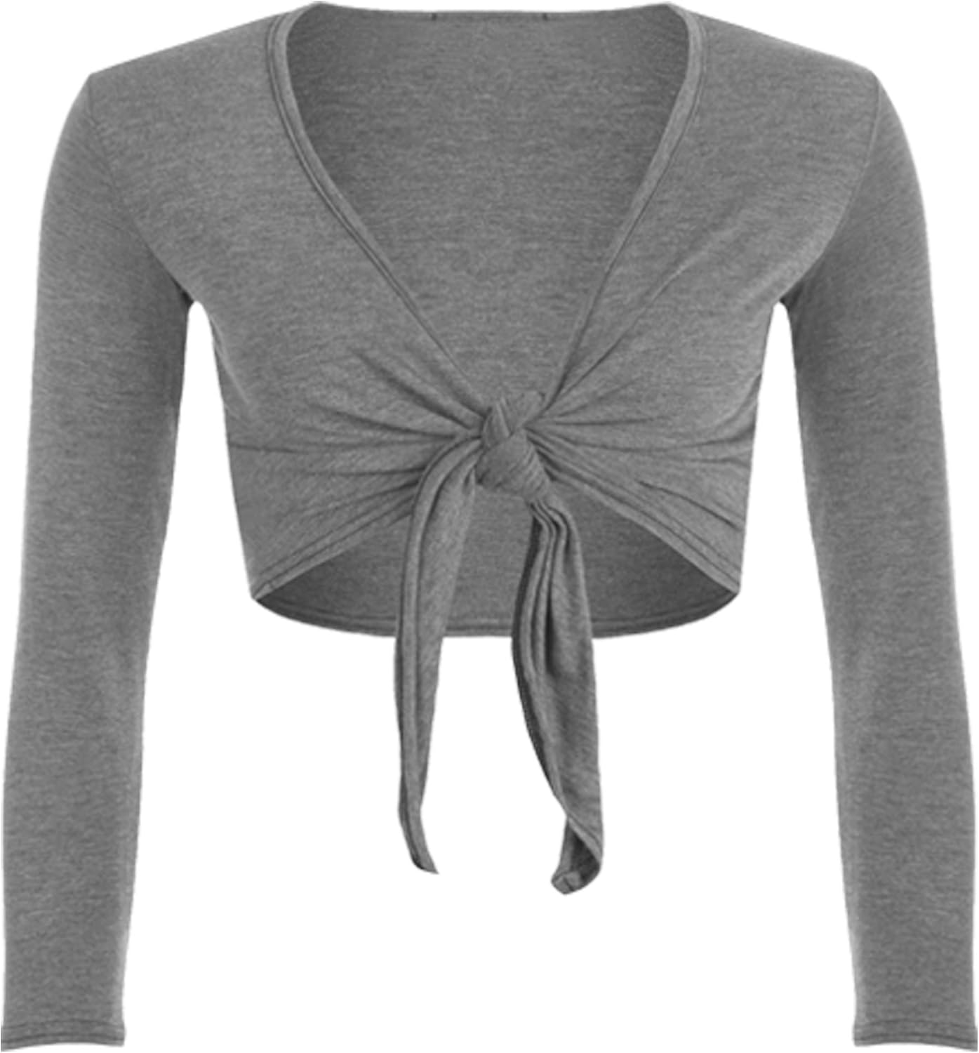 New Womens Ladies Plus Size Tie Front Bolero Cropped Shrug Top Cardigan