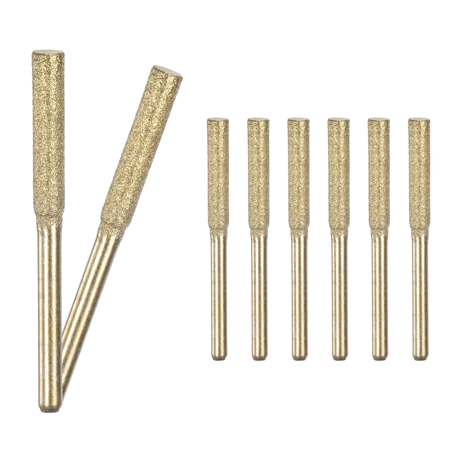 M METERXITY 8-Pack 5/32 Inch Titanium Plated Diamond Chainsaw Sharpener, High Hardness Grinding Stone Chainsaw Sharpening Kit for Electric Chainsaw Sharpener/Stone Carvings [3mm Gold]