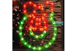 JUSTPRO Christmas Window Silhouette Lights, Lighted Wreath Double Sided Decorations with 50 Count Incandescent Mini Light, for Holiday Indoor Wall Door Glass Decor